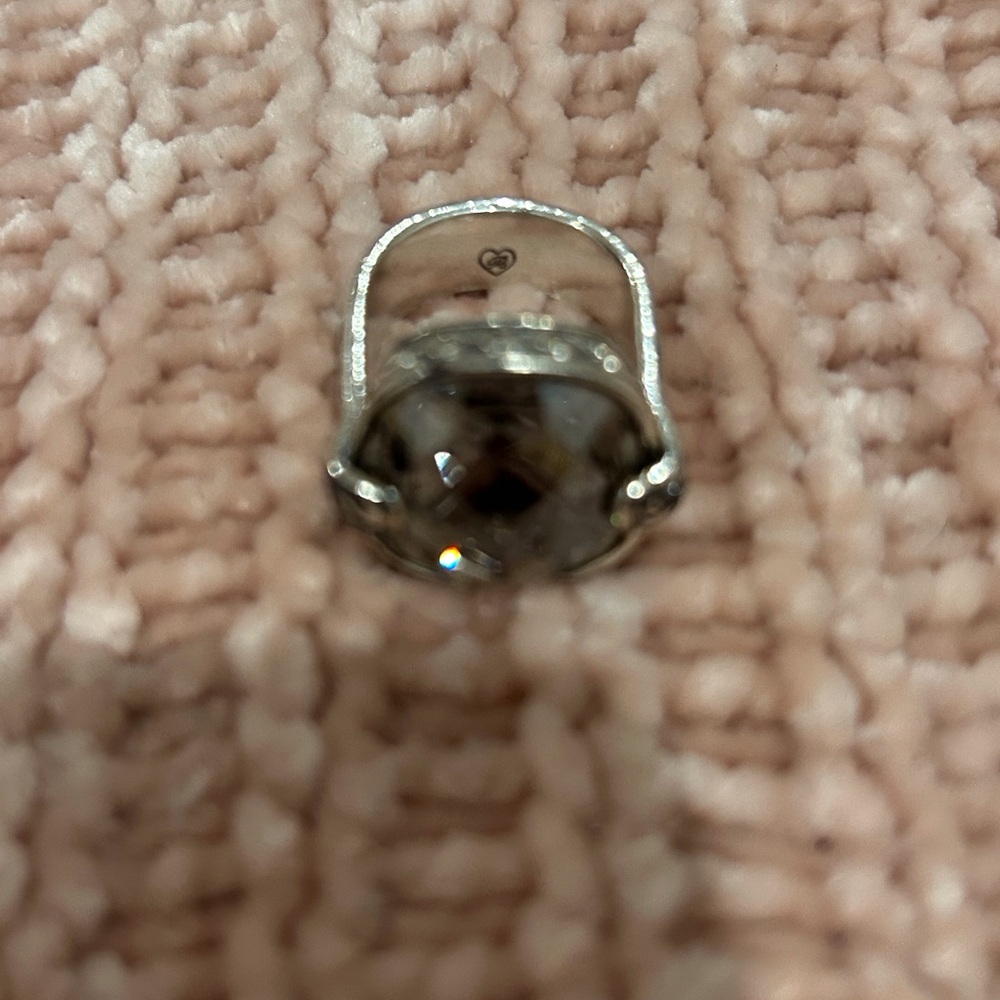 Brighton Silver Ring with Dark Stone Setting